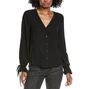 Cece Womens  V-Neck Flounce Blouse, Black